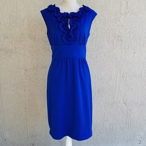 Blue Sheath Keyhole Dress